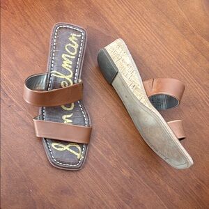 Brown Leather Wedge Sandals